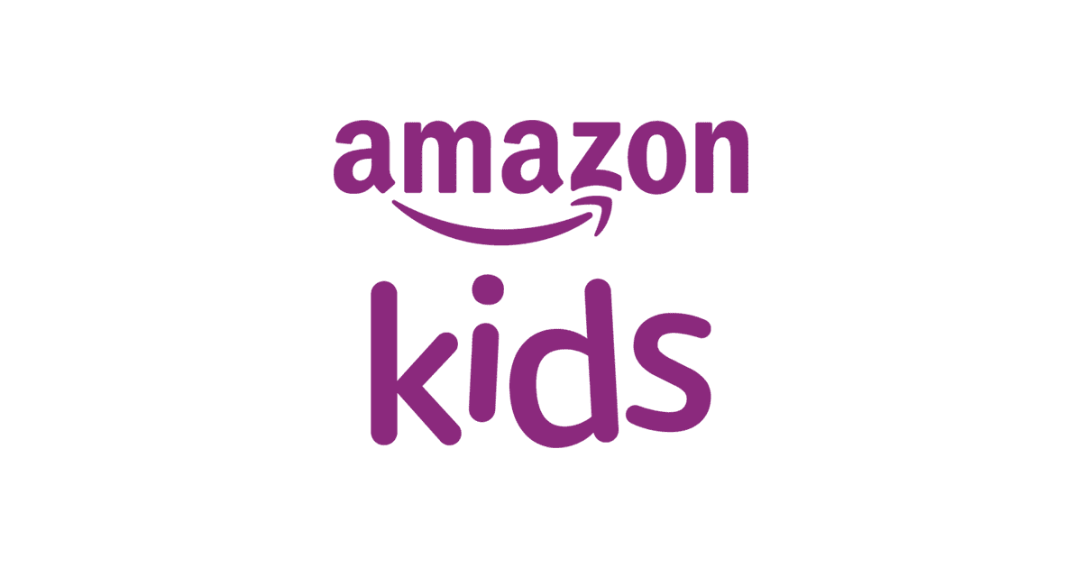 Logo Amazon Kids ar gefndir porffor.
