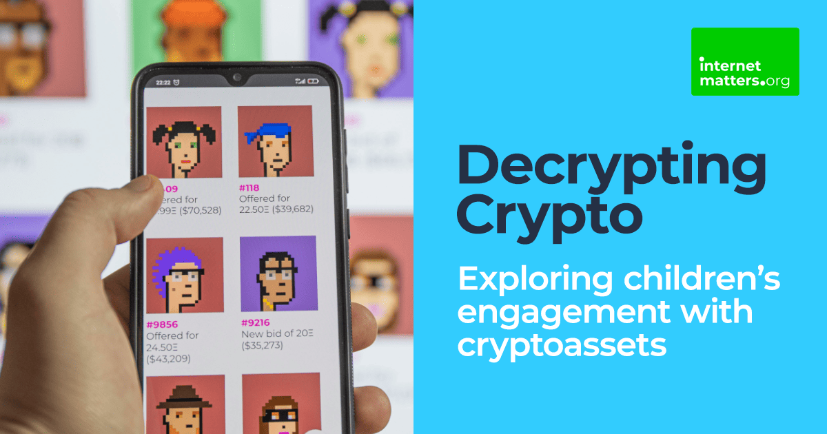 Le texte indique "Décrypter la crypto / Explorer l'engagement des enfants avec les crypto-actifs".