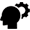 प्रौद्योगिकी और एसटीईएम का प्रतिनिधित्व करने के लिए एक गियर के साथ एक व्यक्ति के सिर का सिल्हूट दिखाने वाला आइकन।