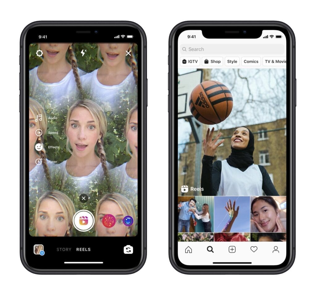Screenshots of Instagram Reels