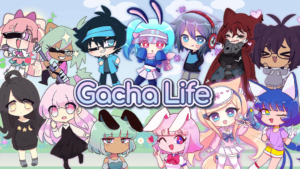 Gacha Life characters and logo.
