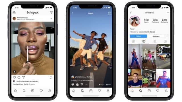 Screenshots of Instagram Reels