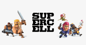 Het Supercell-logo omringd door spelpersonages.
