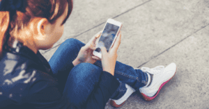 A girl on her phone