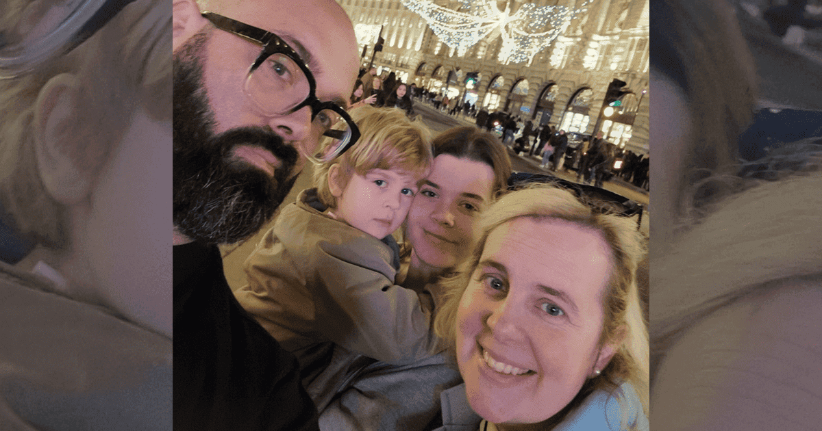 A family photo featuring the dad, Barney, his daughter, Betty as well as his son and another woman.