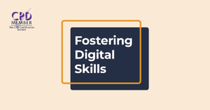 Logo voor de cursus Fostering Digital Skills met het CPD Certified-logo in de hoek.