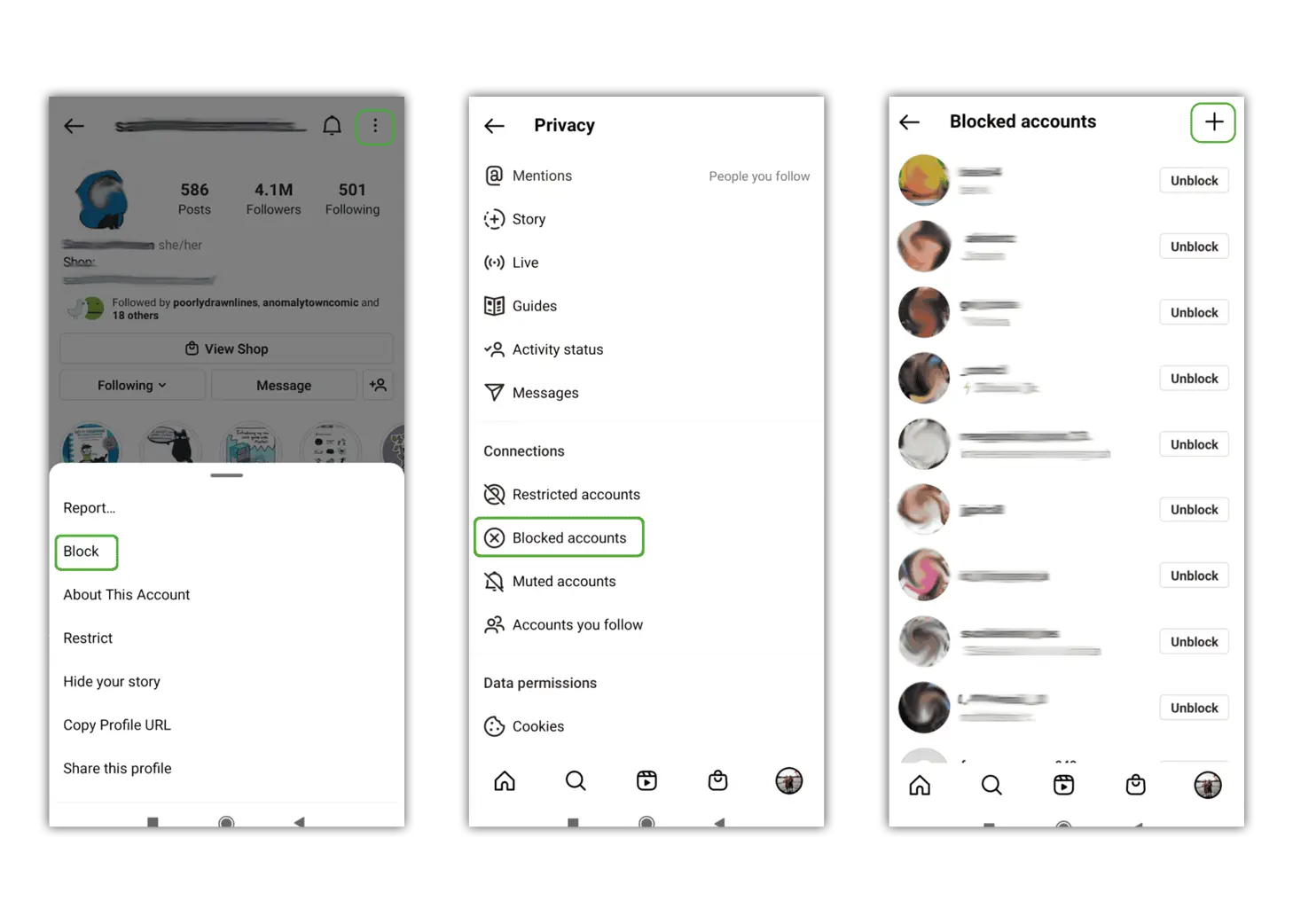 Instagram How to block users