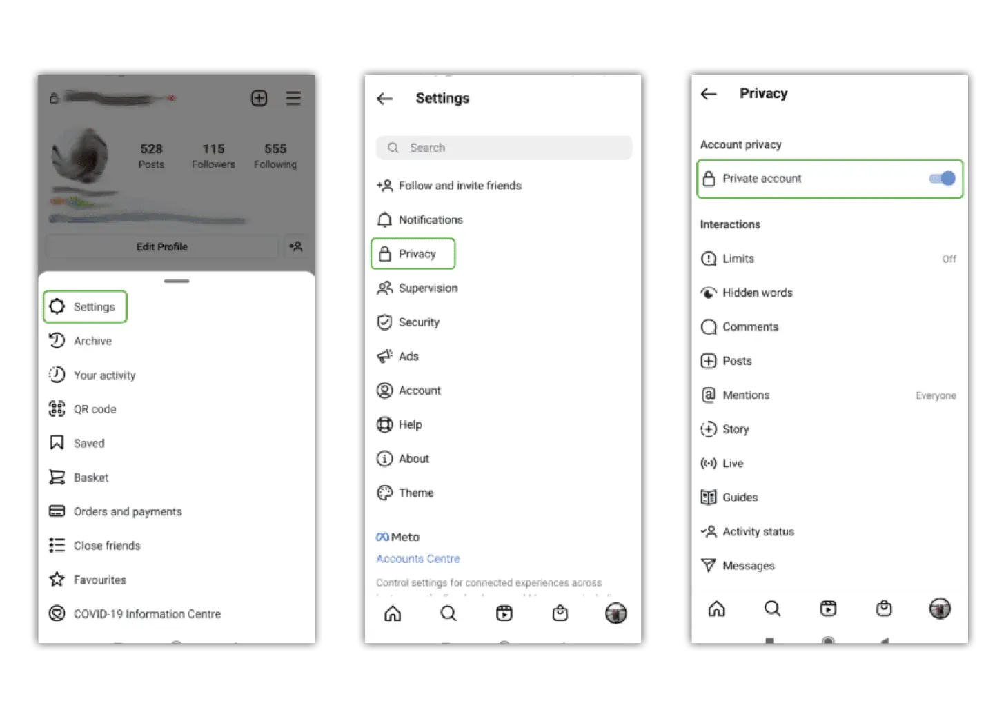 How to make an account private