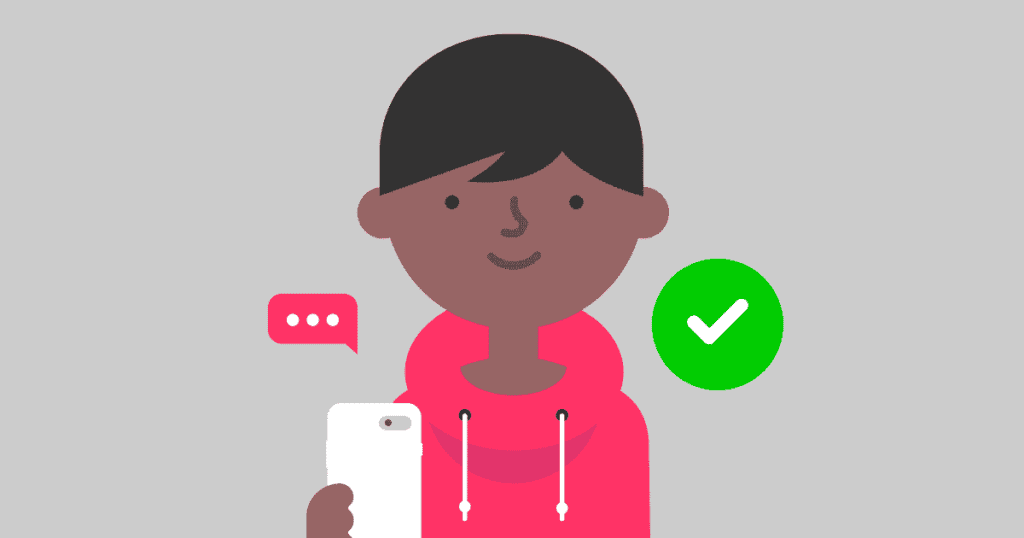 Child holding iphone with icons
