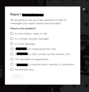 Screenshot of Twitch website settings