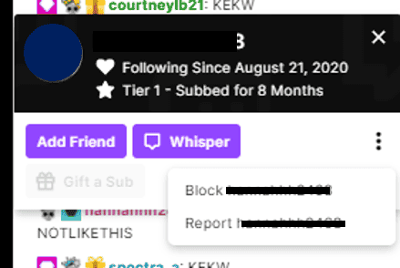Screenshot of Twitch website settings