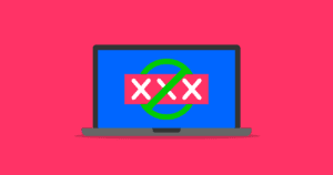 A laptop screen with a line through XXX.