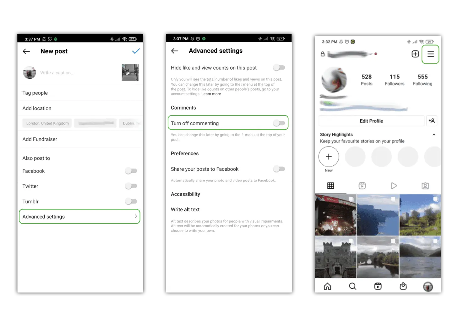 Where to manage comments on instagram