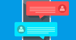 phone with speech bubble texts