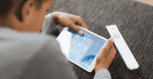 A child uses a tablet.