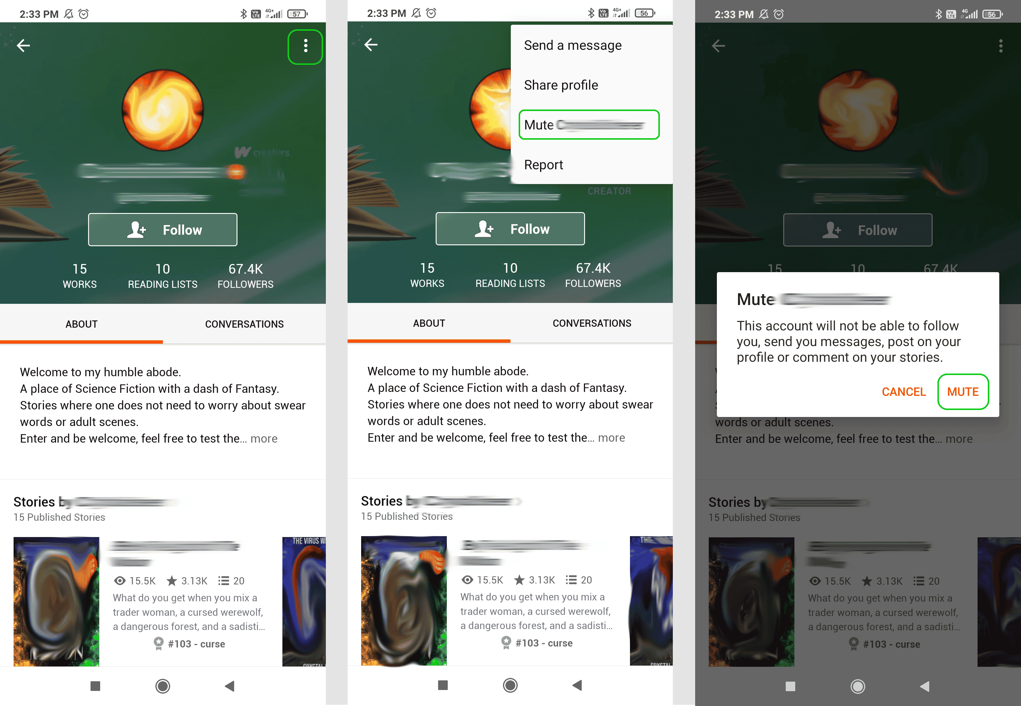 How to mute users on Wattpad