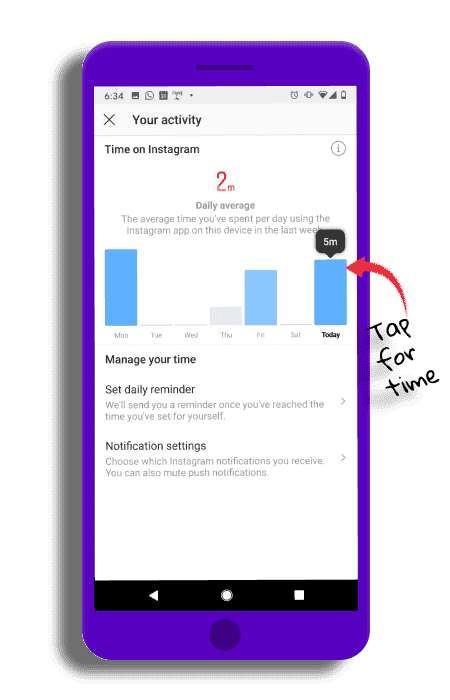 Instagram Your Activity time