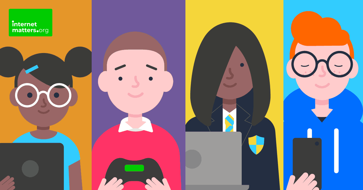 Images of children with devices at different ages.