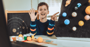 Child showing designs online