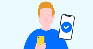 A dad with a smartphone icon.