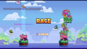 Screenshot of Tricky Towers video game, which you can play as a family.