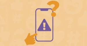 A smartphone with question mark and danger symbol.