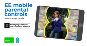 Screenshot of EE Mobile parental controls video title screen.