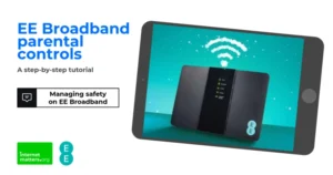 Screenshot of EE Broadband parental controls video title screen.