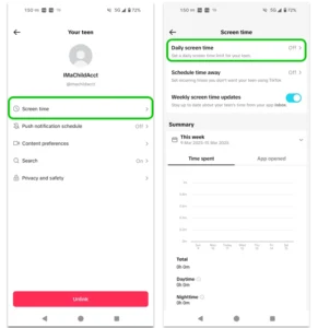 Screenshot of a Family Pairing teen's account from a parent's view.