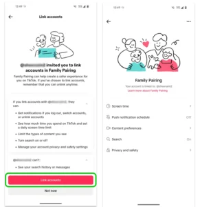 Screenshot of a teenager's TikTok view of Family Pairing.