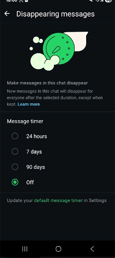 WhatsApp Verdwijnend bericht