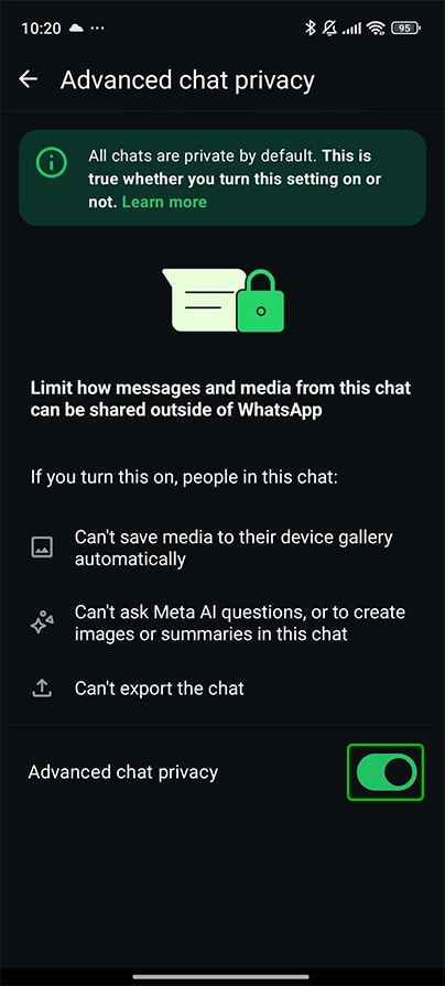 WhatsApp advanced chat privacy 3