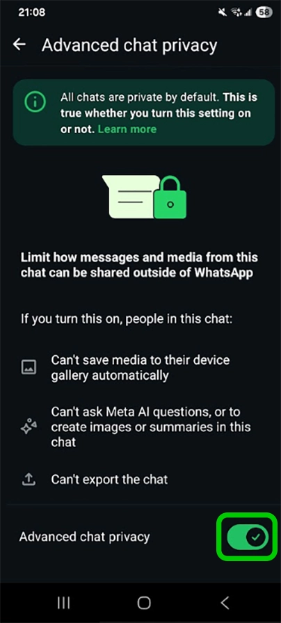 WhatsApp chatprivacy