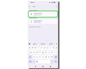 Screenshot of parental controls in Android settings.