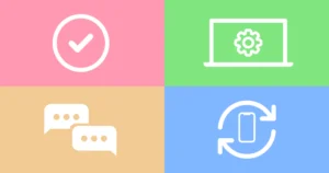 Iconen die verband houden met het starten van goede digitale gewoonten in het nieuwe jaar.