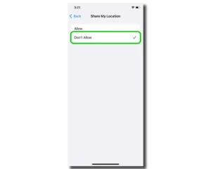 Screenshot of Share My Location screen on iPhones.