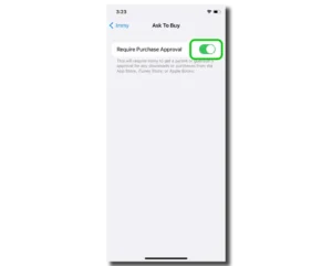 Screenshot of Ask to Buy screen.