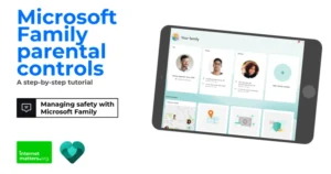 Screenshot of Microsoft Family parental controls video title screen.