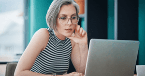 Woman looking at a laptop