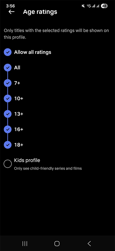 Netflix age ratings
