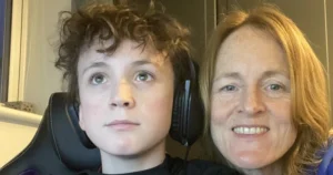 Mum, Ailish, with one of her children.