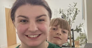 Mum, Anna, with one of her children.