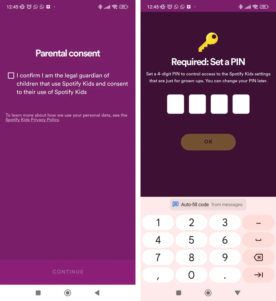 Caniatâd rhiant Spotify a PIN rhiant
