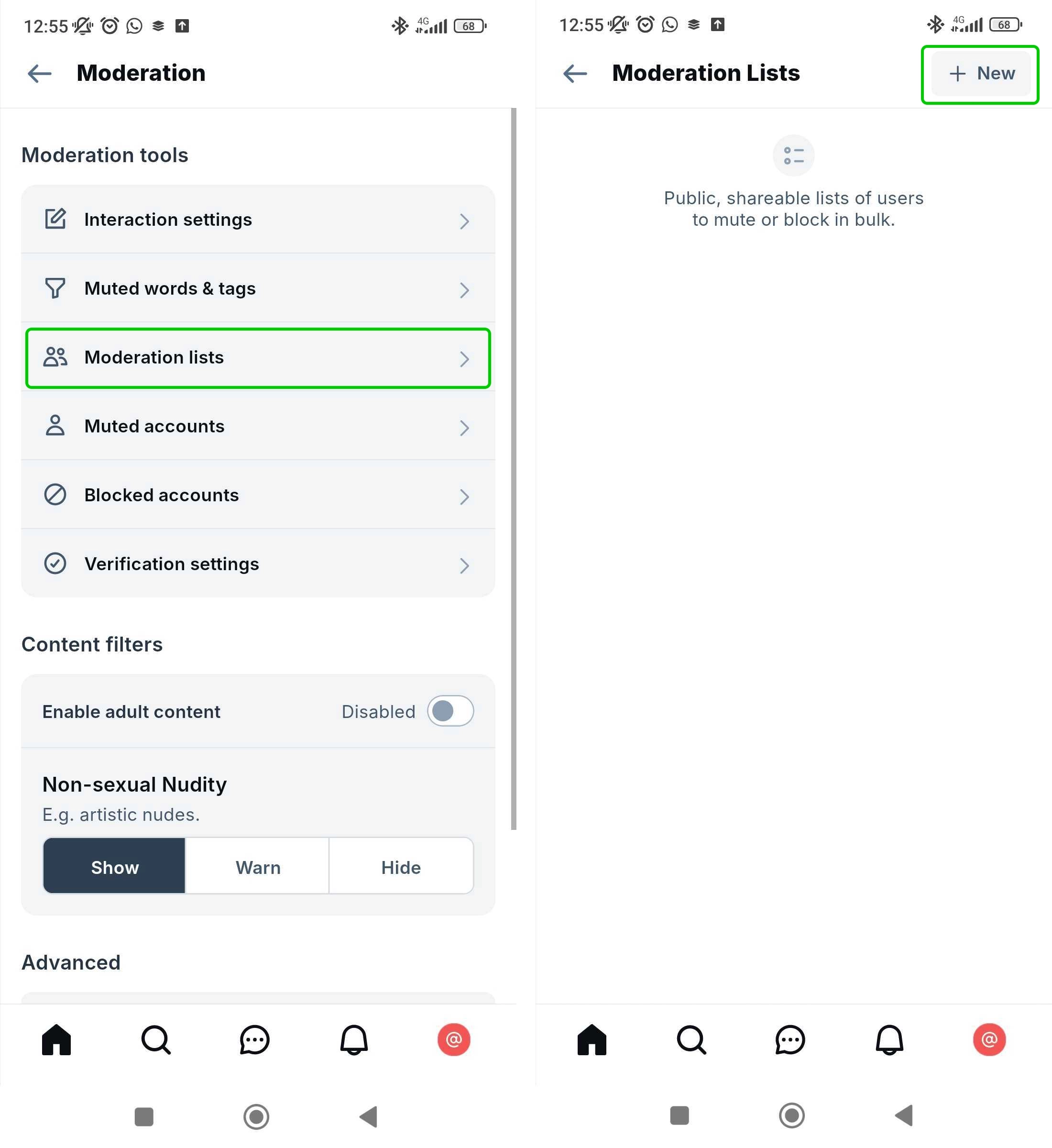 Bluesky moderation lists
