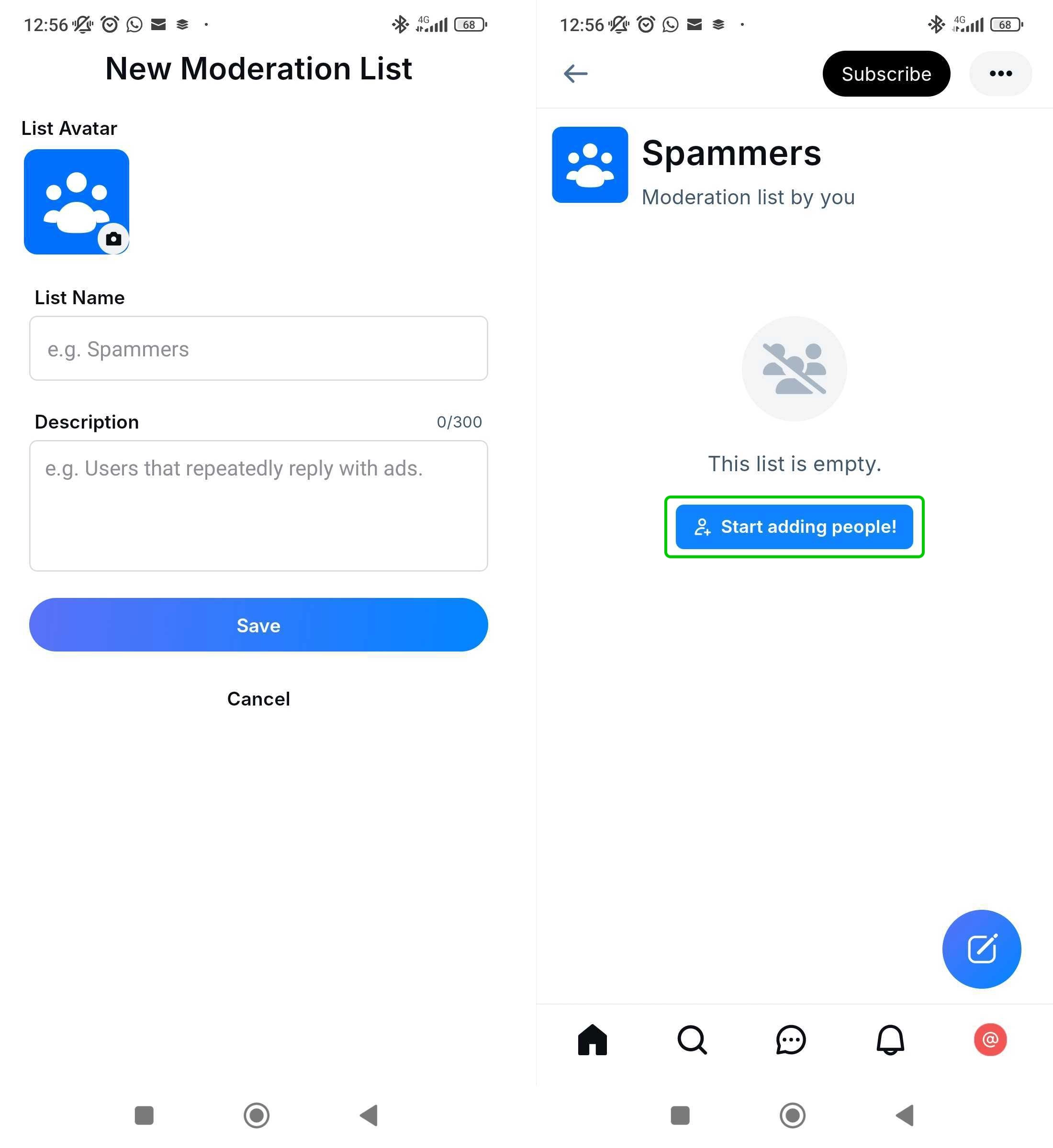 Bluesky creating a moderation list
