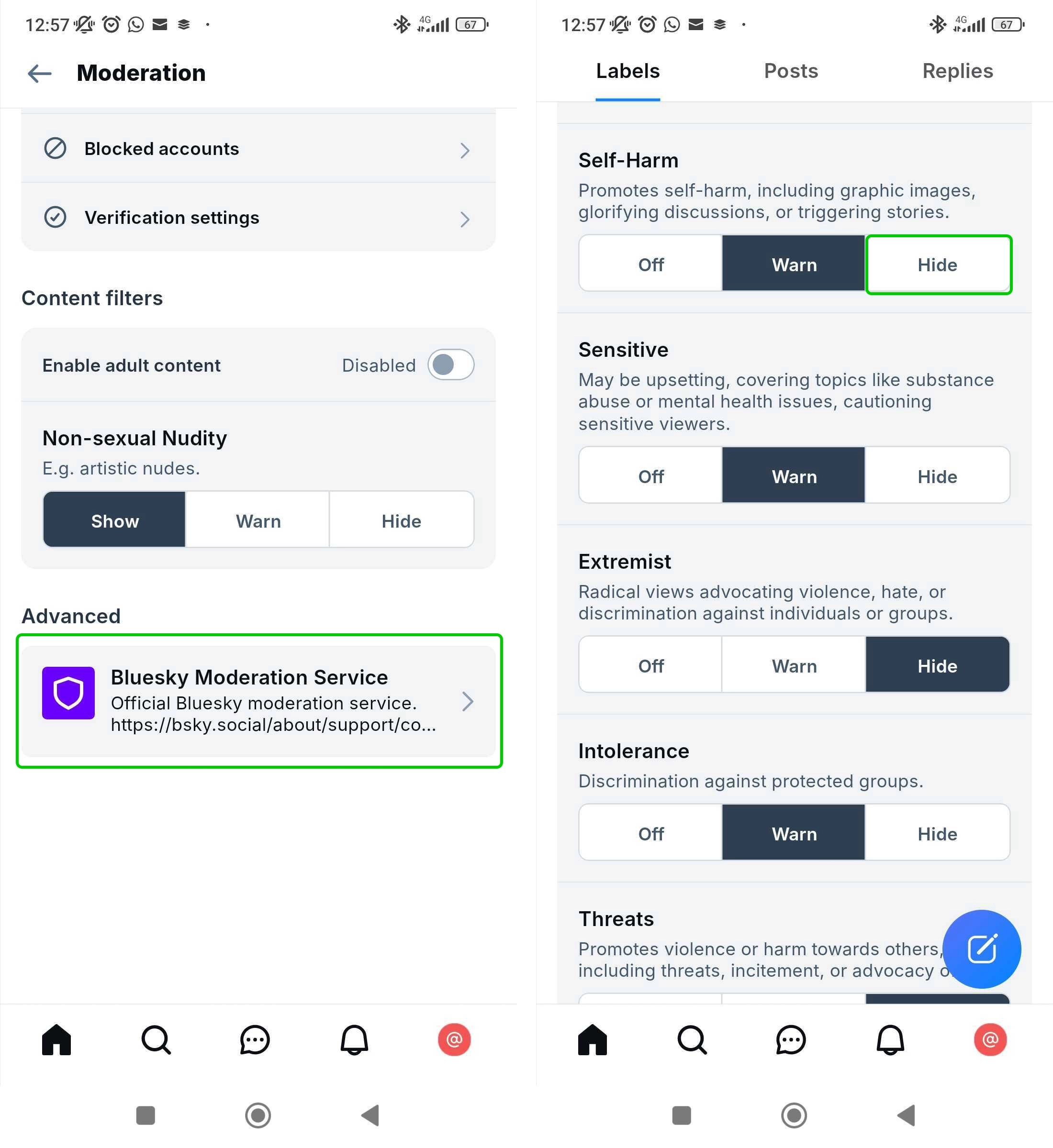 Bluesky moderation service