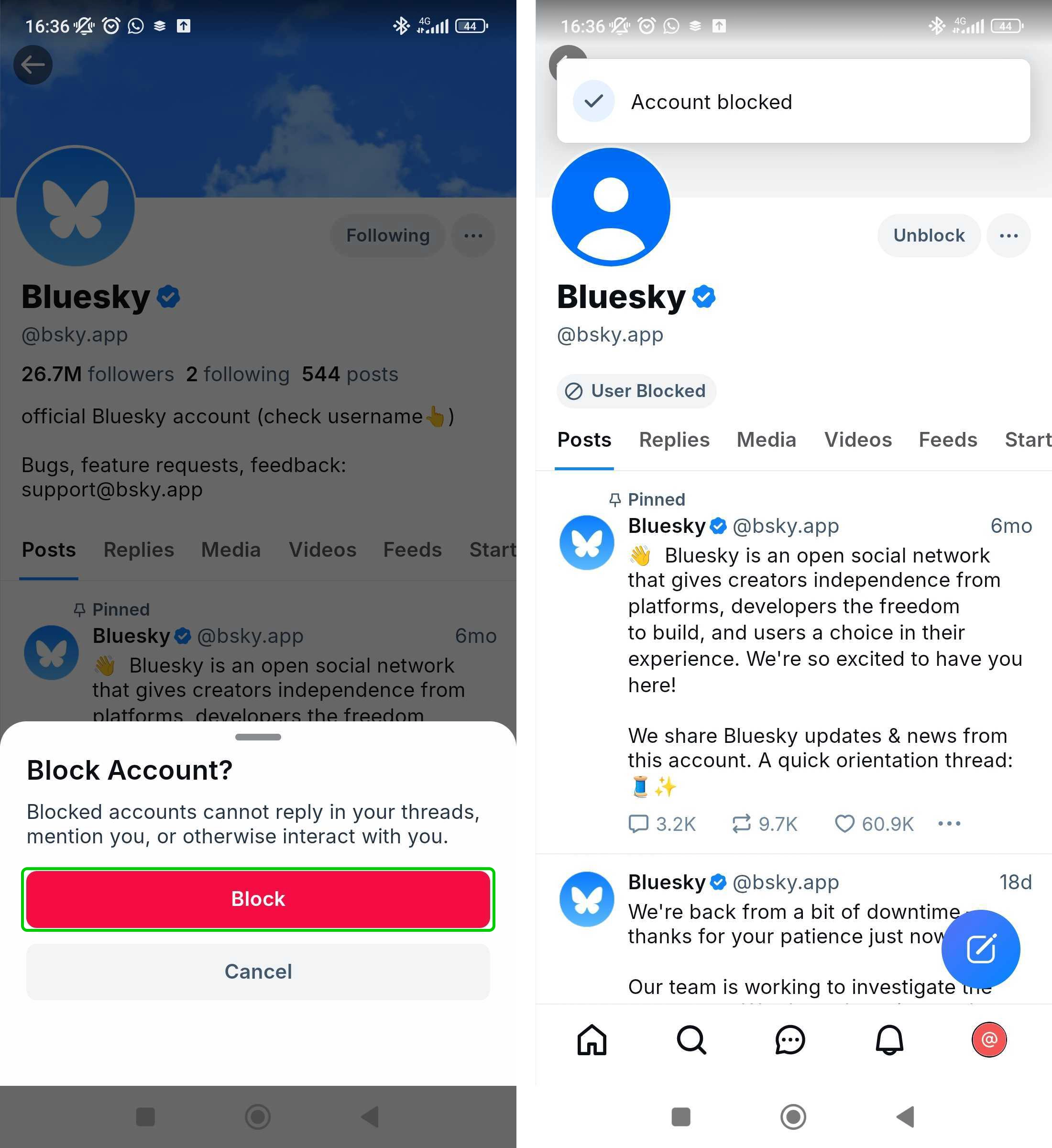 Bluesky block user