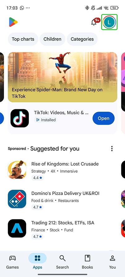 Google Play page d'accueil