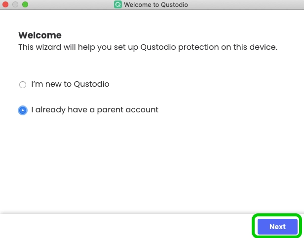 Qustodio installer welcome