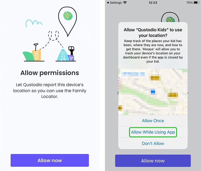 Qustodio allow permissions
